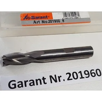 Příslušenství k frézce TK fréza válcová čelní tříbřitá - 8x18 mm, typ 201960, Garant, tvrdokov TK (Čelní geometrie pro zavrtávání. Slinutý karbid)