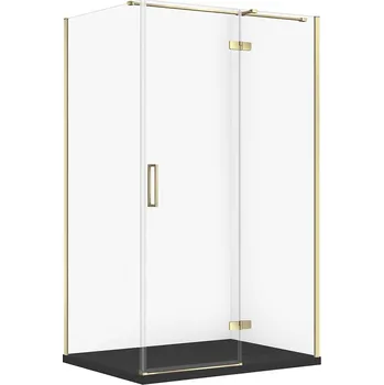 CERSANIT Set sprchový kout obdélníkový JOTA pravý 120x90 gold sprchová vanička TAKO SLIM černá matná S601-412