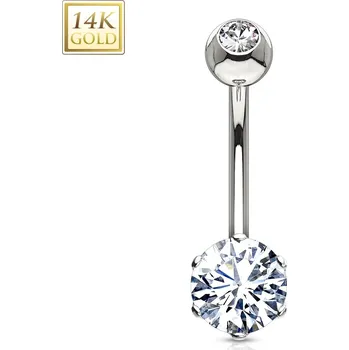 Piercing Šperky4U Zlatý piercing do pupíku, čirý zirkon, Au 585/1000 - ZL01072C-WG