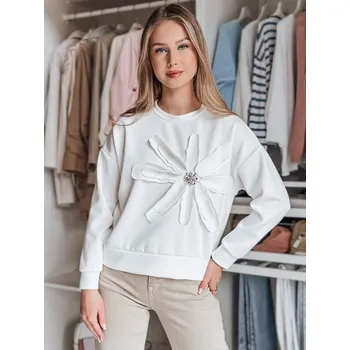 Dámská mikina Smetanová mikina s květinovým motivem a broží PETITKA BY1387 Velikost: ONE SIZE