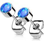 Šperky4U Titanové náušnice s modrým opálem - KM2022-04