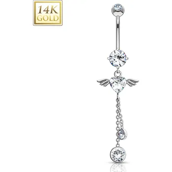 Piercing Šperky4U Zlatý piercing do pupíku - okřídlené srdce, Au 585/1000 - ZL01085-WG
