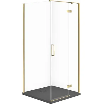 CERSANIT JOTA sada sprchového koutu pravá 90x90 zlatá, vanička TAKO SLIM šedá matná S601-380