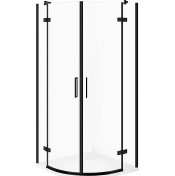 Sprchová vanička CERSANIT JOTA 80x80 sada sprchových koutů půlkruhová černá, TAKO SLIM sprchová vanička bílá S601-438