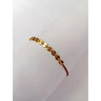 Náramek Náramek - zlatá šňůrka se stříbrnými, zlacenými kolečky