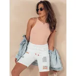 Bílé delší džínové kraťasy s nášivkami VENICE SY0392 Velikost: S