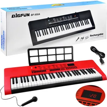 Hudební nástroj pro děti Dětský keyboard BF-950A Big Fun s mikrofonem, držákem not a dobíjecí baterií