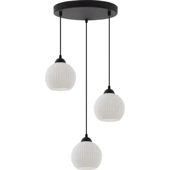 Závěsné svítidlo Riffle Round, 3x bílé skleněné stínítko, b, o
