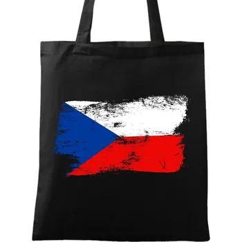 Nákupní taška Bavlněná taška Vintage Vlajka České republiky (Barva: Černá)
