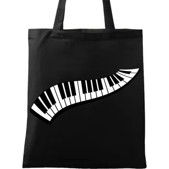 Bavlněná taška Klávesová vlna piana (Barva: Černá)