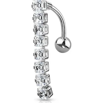 Piercing Šperky4U Obrácený piercing do pupíku, čiré zirkony - WP0038-C