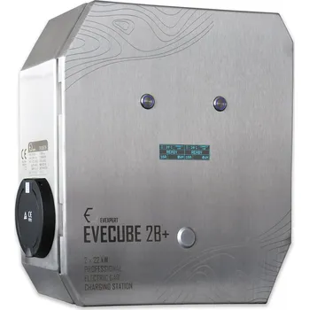 Nabíjecí stanice pro elektromobil EVECUBE 2B+ 2x22kW AC nabíjecí stanice (offline + displej + přebytky FVE + RFID), Modul řízení výkonu MODBUS Žádný (nelze čerpat dotace), Typ připojení 2x nabíjecí kabel T2, 5 metrů (rovný)