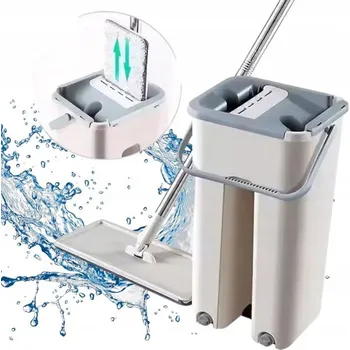 mop SADA NA ÚKLID PLOCHÝ MOP S SE ŽDÍMAČEM A DVOUKOMOROVÝM KYBLEM + NÁHRADNÍ HLAVICE