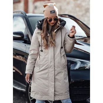 Dámská cargo bunda Dámská dlouhá smetanová přechodová bunda s kapucí ELEGANTI TY4657 Velikost: S