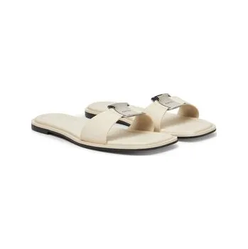 Dámské pantofle Nazouváky Calvin Klein Flat Slide W/Ck Hw Big - Lth HW0HW02482 Écru 38