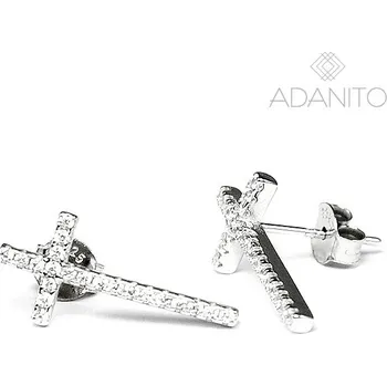 Náušnice Stříbrné náušnice kříže se zirkony