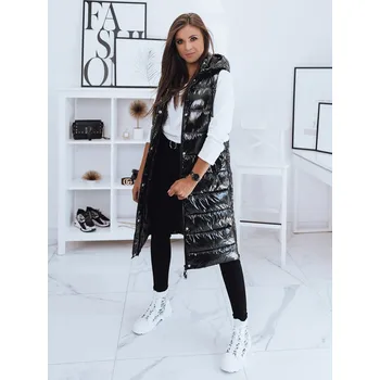 Dámská vesta Černá dlouhá lesklá vesta GANTINI TY2014 Velikost: L