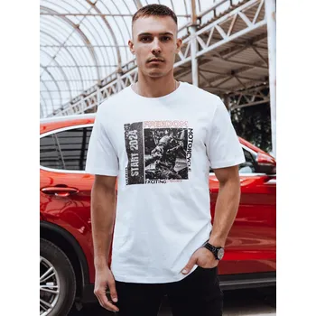 Oblečení a móda Bílé pánské tričko s potiskem RX5463 Velikost: L