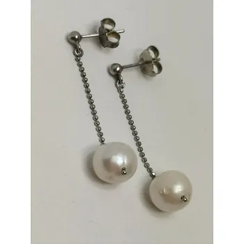 Náušnice Stříbrné naušnice visací perly