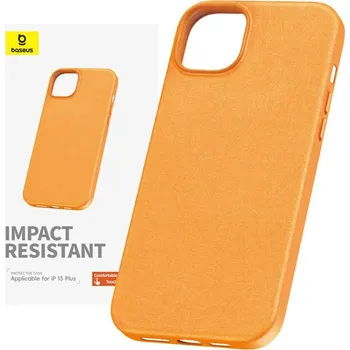 Pouzdro na mobilní telefon Baseus Pouzdro na telefon pro iPhone 15 Plus Fauxther Series (oranžové)
