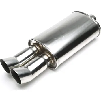 Tlumič výfuku TA Technix sportovní nerezový tlumič výfuku - DTM dvojitá kulatá koncovka, 2x76mm