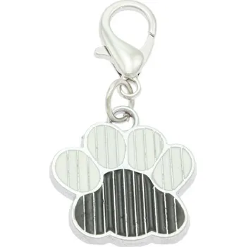 Přívěsek Přívěsek na klíče/obojek Tlapka velká (Přívěsek s karabinkou vhodný i na obojek pro psy, posázené kamínky. Testováno na nikl. Materiál: Zinkoslitina. Povrchová úprava: Pochromováno.)
