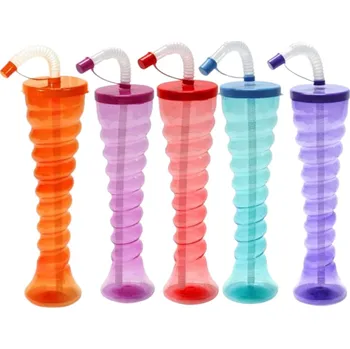 Jednorázové nádobí PARTY lahev na ledovou tříšť "SPIRÁLA NEON" MIX 350ml