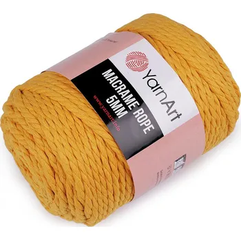 Příze Pletací příze Macrame Rope Ø5 mm 500 g rozčesávací, barva 6 (764) hořčicová