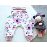 AMÁLKA Zateplené kalhoty teplákovina - fleece, ptáčci, květy Velikost: 80