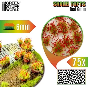 Plastikový model Shrubs Tufts – samolepící trsy tmavě červené, 6mm (75 ks)