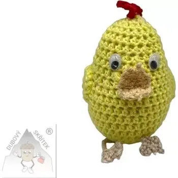 Velikonoční dekorace Dubový skřítek Barevná háčkovaná slepička – žlutá