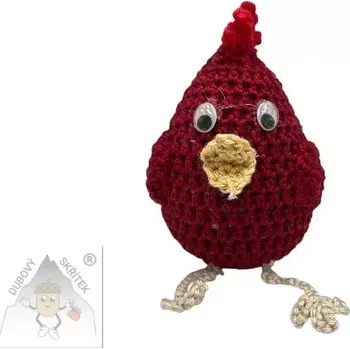 Velikonoční dekorace Dubový skřítek Barevná háčkovaná slepička - vínová