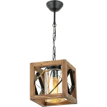 Hnědé závěsné svítidlo s dřevěným stínidlem/s kovovým stínidlem Zikzak Cam – Opviq lights ID_1304464