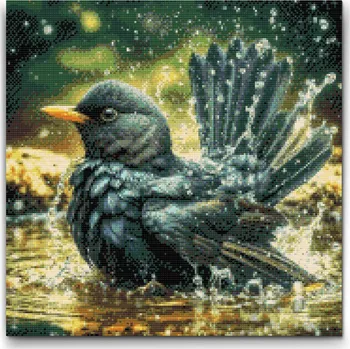 Diamantové malování Diamantové malování - Ptačí koupel Velikost: 50x50cm, Rámování: Pouze srolované plátno, Diamanty: Čtvercové