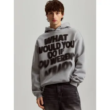 Pánská mikina Mikina s kapucí a potiskem - L - House - světle šedá - 186ES-09X