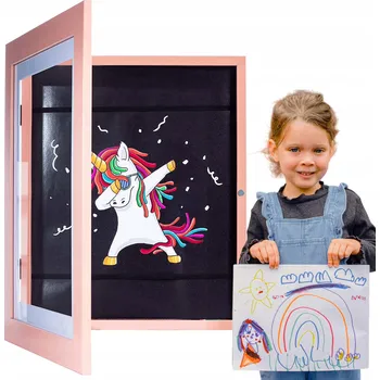 Obraz RÁMEČEK UMĚLECKÝ OTEVÍRACÍ A4 RÁMEČEK NA KRESBY DÍTĚTE ZÁVĚSNÝ OBRAZ RŮŽOVÝ