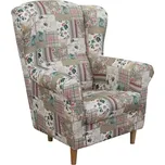 Křeslo ušák CHARLOT — látka, více variant Kondela Patchwork Viorica 1