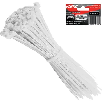 Stahovací páska Stahovací pásky 2,6x100 mm bílé 100 ks, Verke V86400