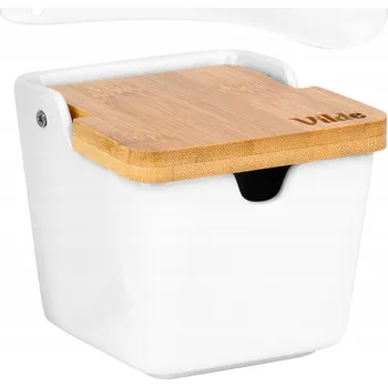 Cukřenka Cukřenka KERAMICKÁ BAMBUSOVÁ bílá nádoba na cukr s lžičkou