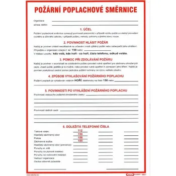 Požární poplachové směrnice 210x297mm - samolepka