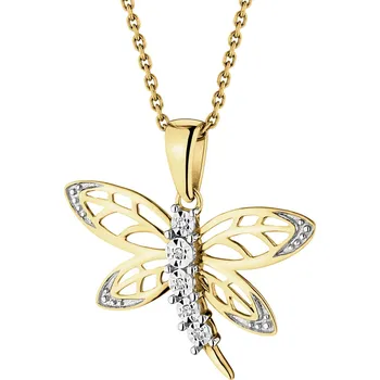 Přívěsek Přívěsek ze žlutého zlata s diamanty - vážka - 0,01 ct - ryzost 585 - 110.726