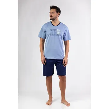 Pánské pyžamo Regina pyžamo pánské 480 - modrá, M (Pánské bavlněné pyžamo Regina)