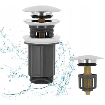 Sifon Univerzální umyvadlová výpusť se systémem přepadu, zátka Click Clack se sítkem