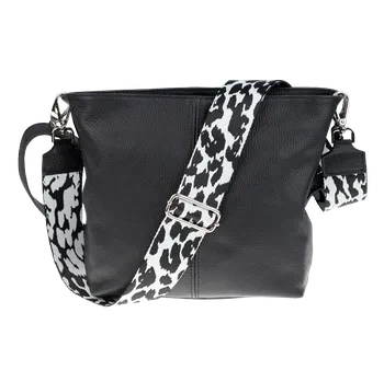 Kabelka NovaKabelka.cz Kožená italská crossbody kabelka Prisca Nera s přídavným popruhem