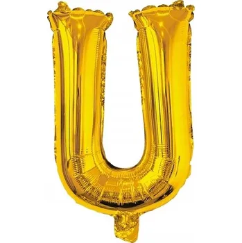 Balónek Balón písmeno U zlatý fóliový 40 cm Jméno Nápis Písmenko Svatební Hostina Narozeniny Akce