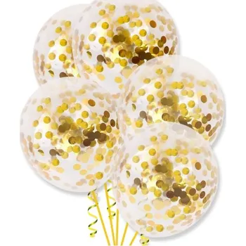 Balónek Průhledné balónky se zlatým konfetami, 5 ks