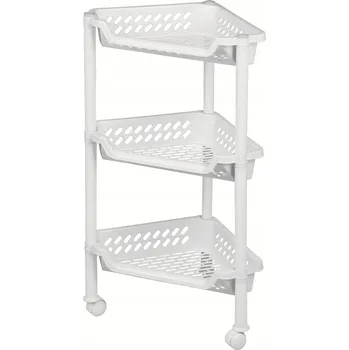 regál Plast-Team Rohový koupelnový regál 1252 na kolečkách, bílý