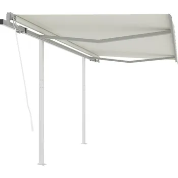 Markýza ZBXL Automatická zatahovací markýza se sloupky 3 x 2,5 m krémová