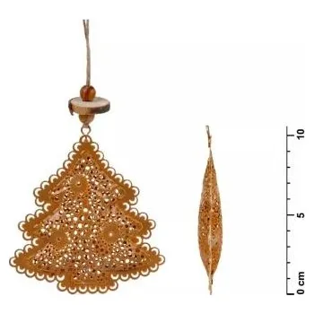 Vánoční dekorace MFP stromek závěs plech hnědá 8,5cm 8885735