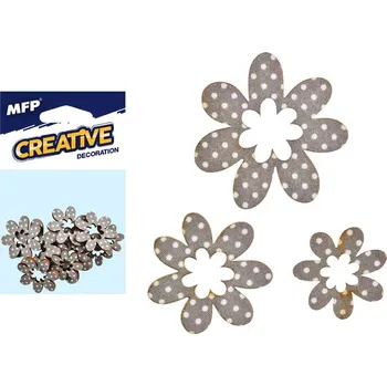 Velikonoční dekorace MFP dekorace květina puntík 12ks -5,4,3cm 2221447